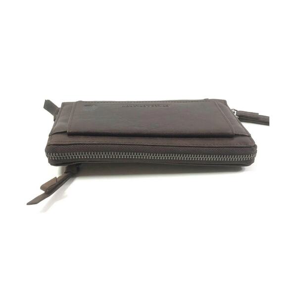 Spikes & Sparrow Wristlet Zip Wallet Dark Brown Leather Aspen RFID Protected - Picture 6 of 13